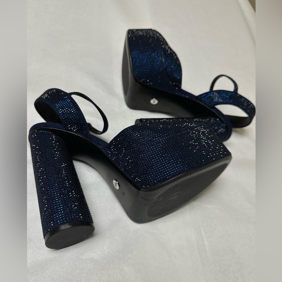 NEW 💙 Zara RHINESTONE HEELED PLATFORM SHOES - Picture 7 of 14